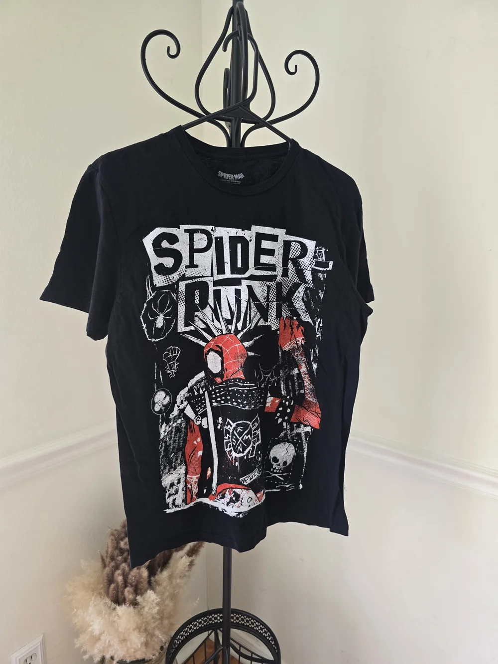 Spider Punk Graphic Tee - Black & Red Kids Shirt Large